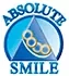 Logo of "Absolute Smile" featuring a stylized blue triangle with three circular rings. The text is bold and encircles the triangle, conveying professionalism.